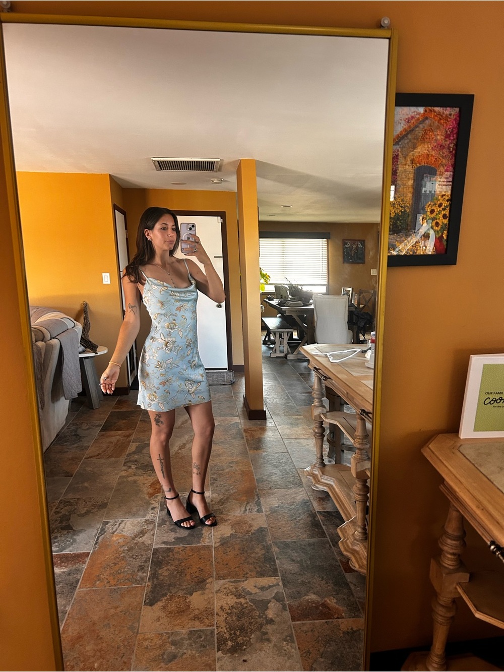 Forever 21 Blue Floral Cowl Neck Mini Dress | Size Small | Cottagecore Y2K